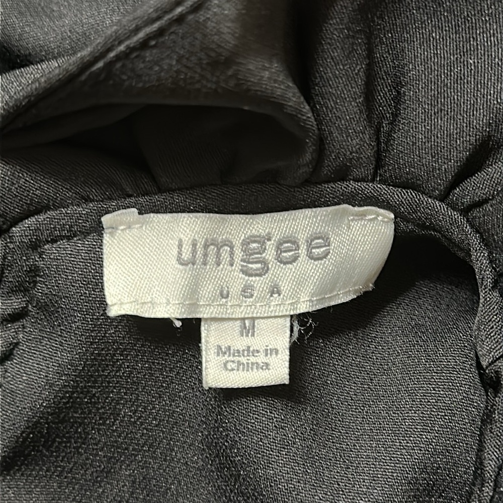 Umgee Ruffle Neck A-line Sleeveless Mini Dress with Bow Tie in Black - Picture 7 of 8
